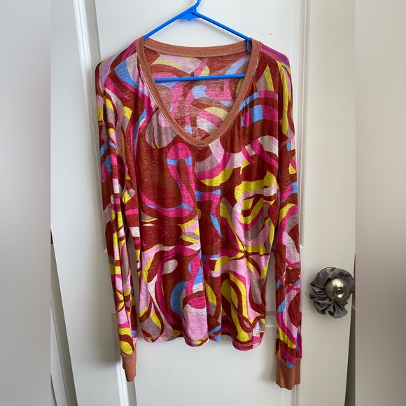 Free People Movement Keep Rolling Printed V Neck Long Sleeve - Picture 2 of 10